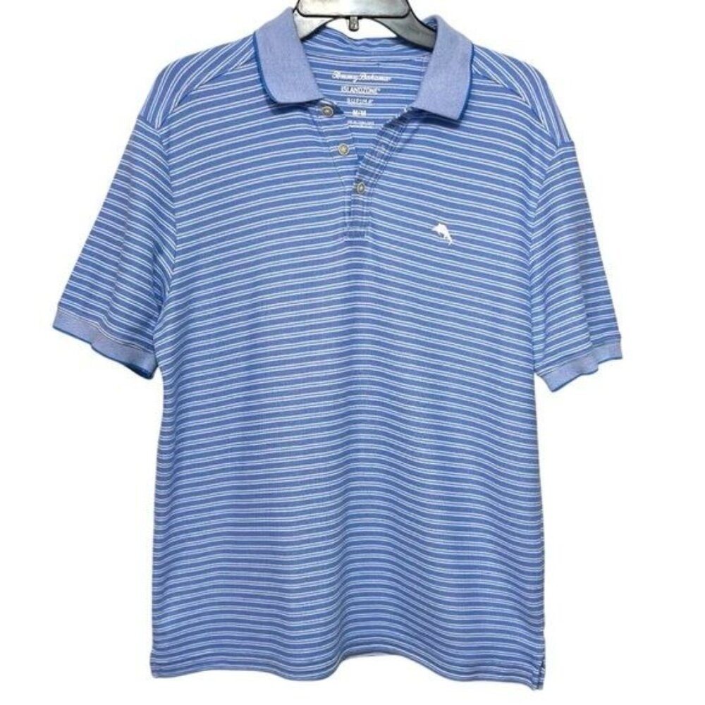 Tommy Bahama IslandZone Blue Stripe Polo Shirt  Size M